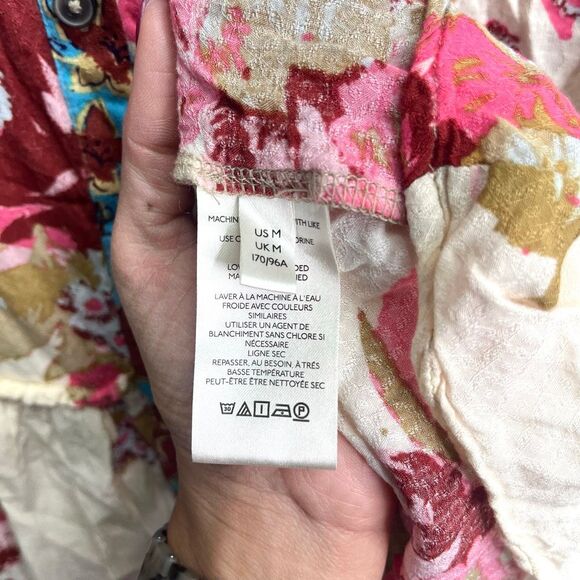 Free People Top Women’s M Brunch A Bunch Long Sleeve Button Down Front Tunic Blo - Picture 5 of 6